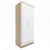 High Gloss 2 Door Mirror Wardrobe Storage Hanging Rail White&Oak Home Furniture