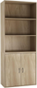 Bookcase 3 Tier 2 Door Shelf Unit Living Room Storage Bookshelf Rustic Brown