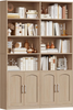 Bookcase 6 Tier Bookshelf with Doors Tall Storage Cupboard Display Unit Oak Home