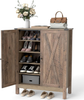 Shoe Cabinet Wooden 6 Tier Cupboard Double Door Rack Storage Unit Hallway Oak
