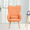 Occasional Scalloped Button High Back Fabric Armchair Sofa Chair Footrest Stool