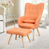 Occasional Scalloped Button High Back Fabric Armchair Sofa Chair Footrest Stool