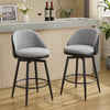 26in Bar Stools Set of 2 Swivel Counter Height Chairs w/ Metal Legs & Footrest