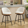 26in Bar Stools Set of 2 Swivel Counter Height Chairs w/ Metal Legs & Footrest