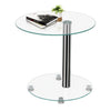Tempered Glass Round Glass Side Table Coffee Table 2 Tier Nightstand Beside Sofa