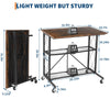 Collapsible Computer Desk with Wheels,Mobile Workstation w/ 3-Tier Metal Shelves