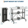 Collapsible Computer Desk with Wheels,Mobile Workstation w/ 3-Tier Metal Shelves
