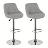 Set of 2 Black Bar Stools, Chicago, Faux Leather, swivel, height adjustable