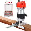 800W Palm Router Trimmer Wood Laminator + Accessories W/ 12Pcs Bit Set