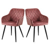 Set of 2 Armchairs Dining Chairs with Arms Velvet PU Faux Leather Chairs Kitchen