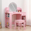 Kids Vanity Set with LED Mirror,Makeup Desk with 1 Drawers &,2 Open Shelves