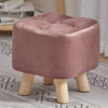Square Footstool Toddler Stool Padded Chair Pouffe Buttoned Seat Wooden 4 Legs