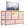 TV Stand with LED Light for 32-50" TVs, Media Console Table w/ 8 Drawers Bedroom