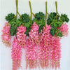 12/24pcs Artificial Wisteria Vine Ivy Garland Foliage Plant Trailing Silk Flower