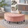Half Round Storage Ottoman Box Bench Book Toy Chest Footrest Hallway Seat Pouffe