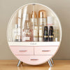 Round Makeup Storage Box Desktop Cosmetic Organizer Drawer Holder Tidy Case Bag