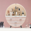 Round Makeup Storage Box Desktop Cosmetic Organizer Drawer Holder Tidy Case Bag
