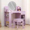 Kids Vanity Set with LED Mirror,Makeup Desk with 1 Drawers &,2 Open Shelves