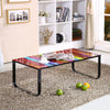 Modern Glass Coffee Table Side End Table Black Metal Legs Living Room Furniture