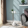 Tempered Glass Round Glass Side Table Coffee Table 2 Tier Nightstand Beside Sofa