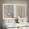 Large Gold Framed LED Bathroom Mirror Demister Vanity Mirror Shop Haircut Beauty
