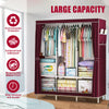 Large Canvas Fabric Wardrobe Clothes Shelving With Hanging Rail Cupboard