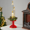 Set of 3 Battery Powered Candle Clear Wax Effect Lights with Grass Holder Decor