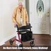 Folding Aluminum Walker Four Wheels Medical Rollator with Seat & Carrying Bag