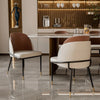 Set of 2 Leather Dining Chairs Kitchen Corner Side Chairs Bicolour Padded Seat