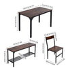 Wood Dining Table and 2 Chair with Bench 4 in 1 Restaurant Kitchen Furniture Set