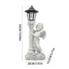 Resin Roman Pillar Angel Statue Figurine Solar Powered Light Outdoor Garden Lamp