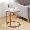 Round Glass Top End Table Living Bedroom Bed Side Sofa Coffee Table Metal Chrome