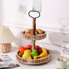 2-Tier Wooden Round Rectangle Tray Dessert Cupcake Display Rack Shelf Party Home