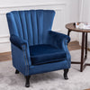 Upholstered Wing Back Chesterfield Sofa Velvet Button Tub Chair Scallop Armchair