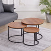 Nest of 2/3 Coffee Tables Nesting Round Table Retro/White Marble Effect Wood Set