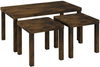 Nesting Tables Wooden Space Saving Coffee Side Table Set of 3 Rustic Brown Large
