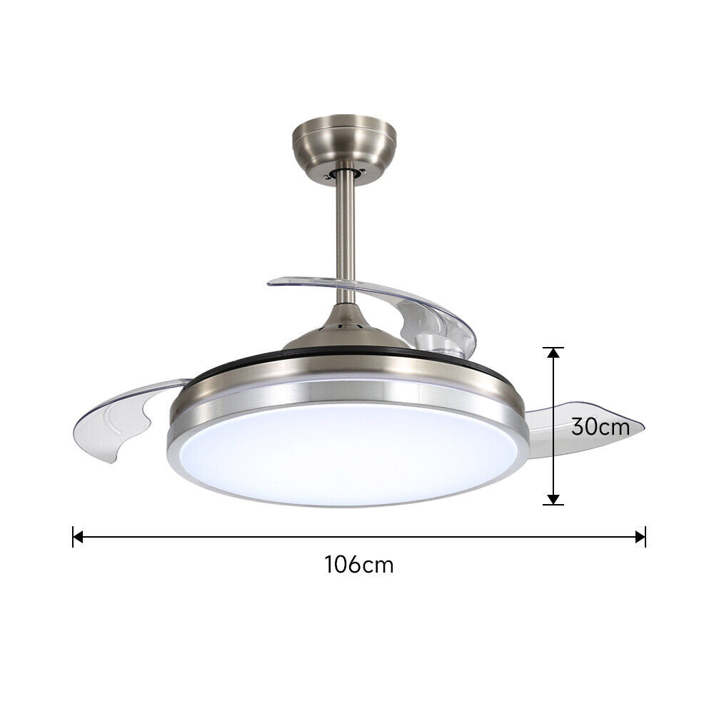 42" Modern LED Ceiling Fan with Lighting LED Light Adjustable Wind Speed Remote