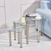 Nest Of 3 Nested Nesting Tables Side End Coffee Table Glass/Wood for Living Room