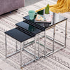 Nest Of 3 Nested Nesting Tables Side End Coffee Table Glass/Wood for Living Room