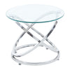 Tempered Glass Coffee Table Round Accent Side Table Chrome Base Home Office