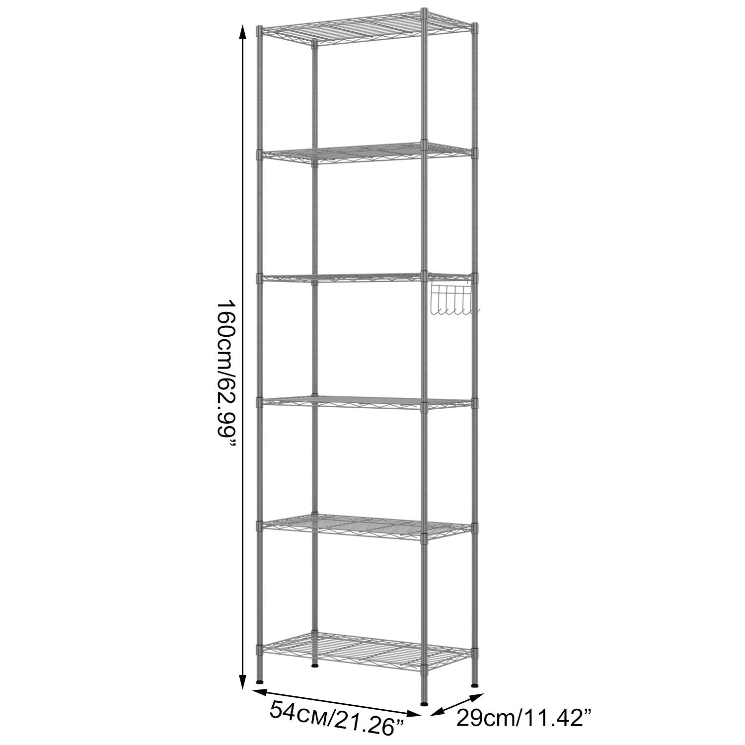 6 Tier Wire Shelving Rack Metal Storage Shelf Unit Stand Kitchen Office Garage