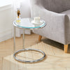 Round Glass Top End Table Living Bedroom Bed Side Sofa Coffee Table Metal Chrome