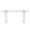 Extra Large Rectangular Dining Table with Glass Top & Metal Legs for Dining Room