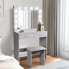 Vanity Dressing Table Stool Set Makeup Mirror/Drawers/Dimmabl 3 Colors LED Light