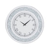 60cm Bling Silver Round Wall Clock Sparkle Twinkle Shining Mirrored Wall Clock