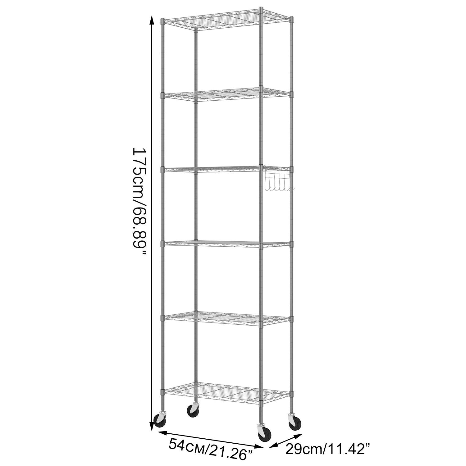 6 Tier Wire Shelving Rack Metal Storage Shelf Unit Stand Kitchen Office Garage