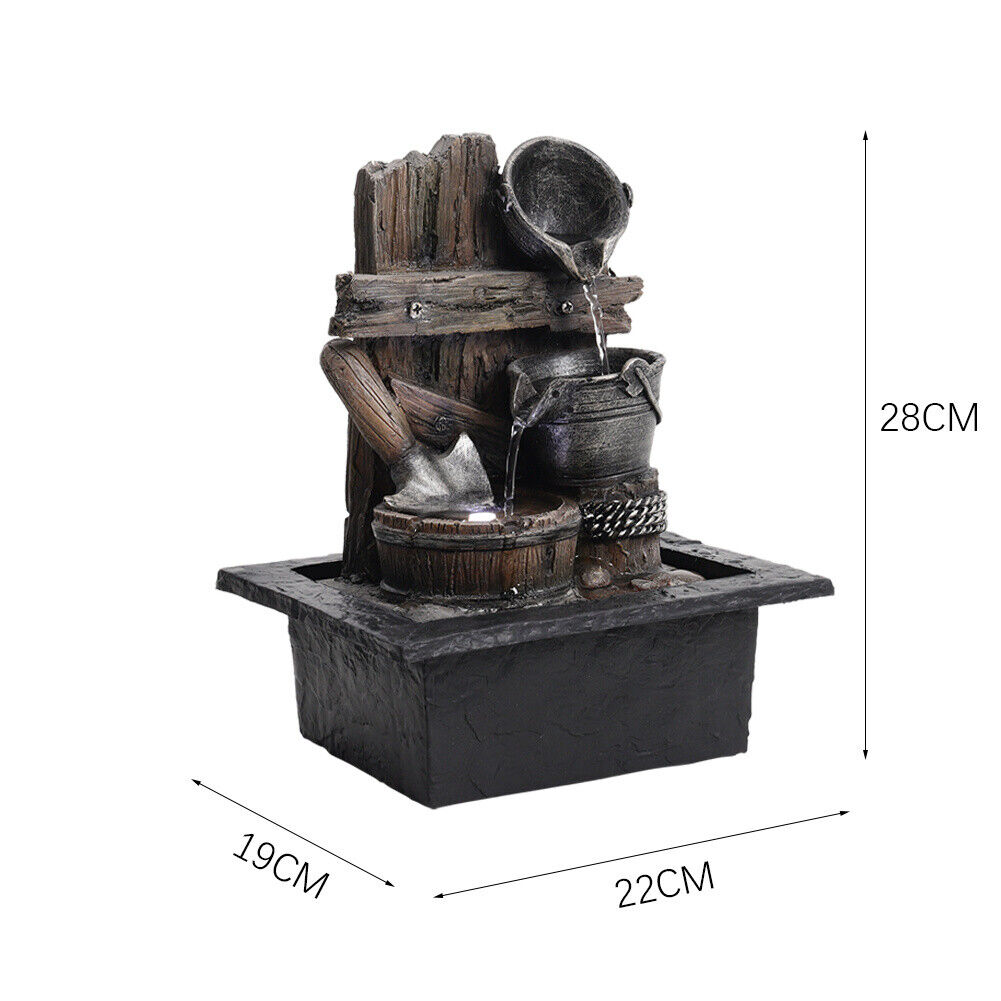 Garden Water Feature Fountain LED Lights Indoor Outdoor Statue Electric Powered