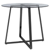 Modern Clear/Black Glass Round Dining Table With Metal Legs Kitchen Furniture