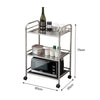 3 Tiers Storage Racks Holders ABS Stainless Steel Trolley with Wheels Kitchen