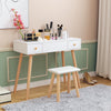 Foldable Makeup Table Set Drawer Mirror Storage Makeup Room White Dressing Table